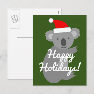 Funny Santa koala bear Christmas Holiday postcards