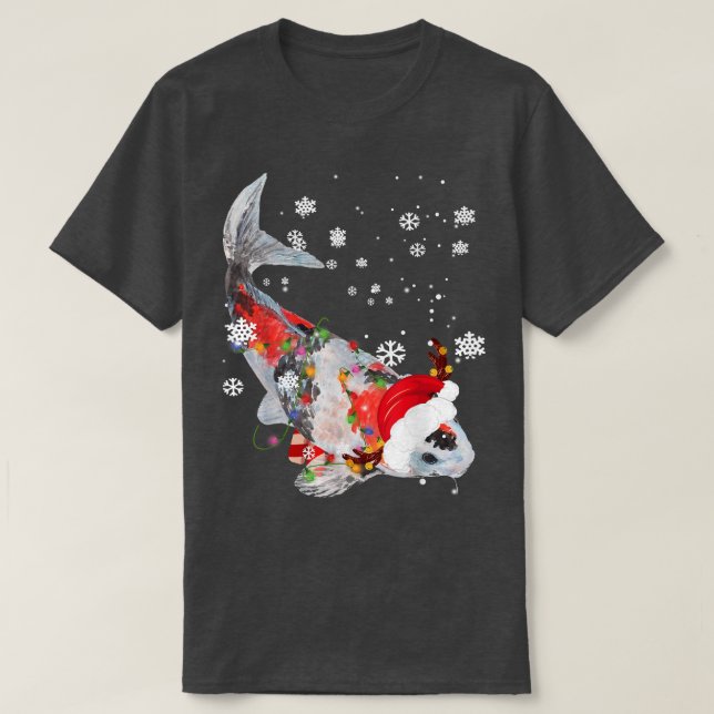 Funny Santa Koi Animal Christmas Lights Lover Chri T-Shirt (Design Front)