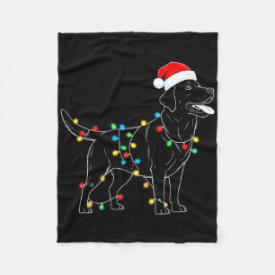 Funny Santa Labrador Retriever Christmas Lights Do Fleece Blanket