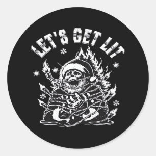 Funny Santa Let's Get Lit Classic Classic Round Sticker