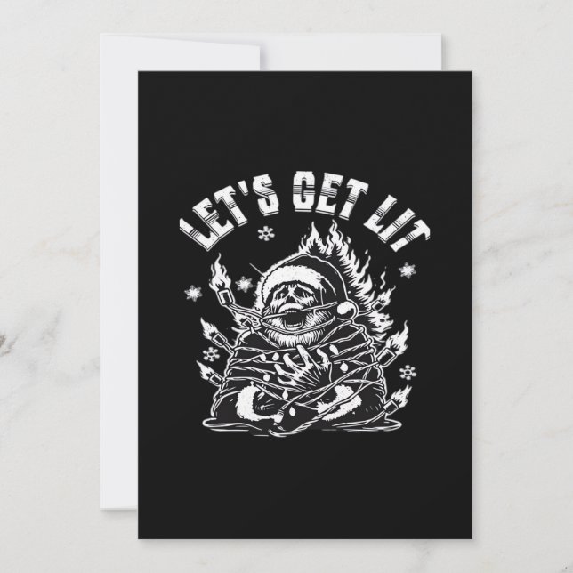 Funny Santa Let's Get Lit Classic Holiday Card (Front)