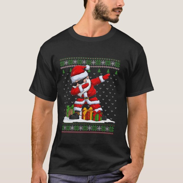 Funny Santa lovers Cute Santa Dabbing Ugly Christm T-Shirt (Front)