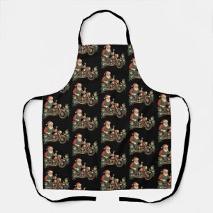 Funny Santa Mechanic Retro Biker Christmas Apron