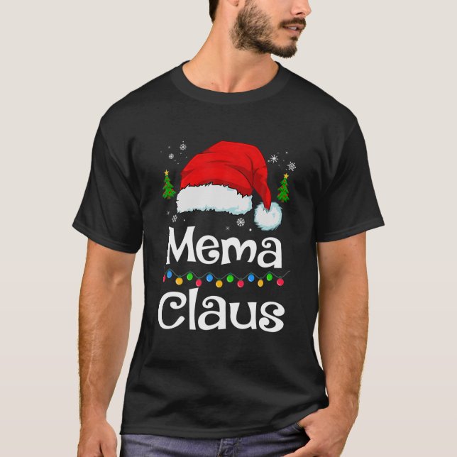 Funny Santa Mema Claus Christmas Matching Family T-Shirt (Front)
