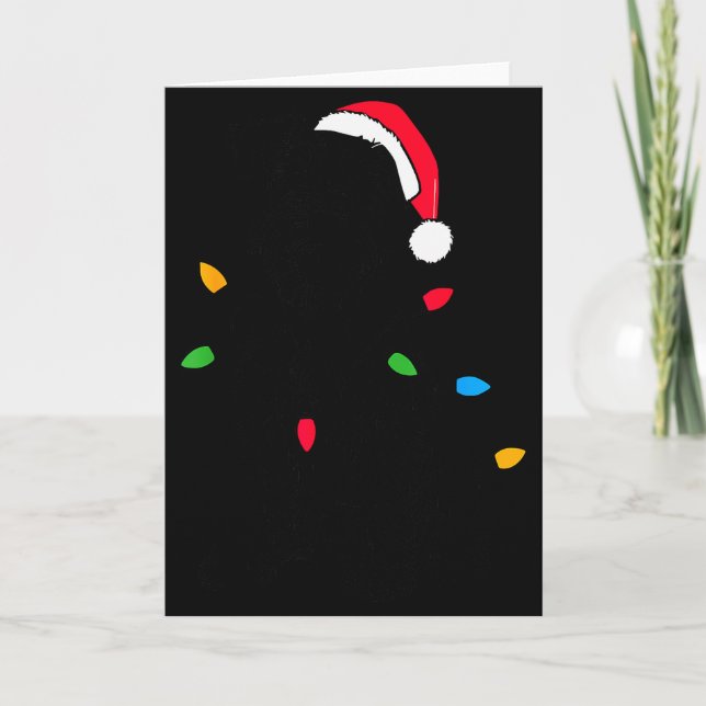 Funny Santa Miniature Schnauzer Christmas Lights D Card (Front)