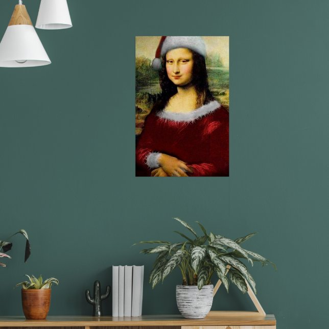 Funny Santa Mona Lisa Merry Christmas Poster (Living Room 1)
