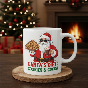 Funny Santa Mug – Santa’s Diet: Cookies & Cocoa
