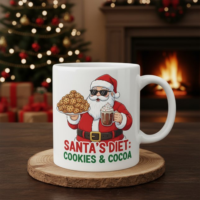Funny Santa Mug – Santa’s Diet: Cookies & Cocoa (Creator Uploaded)