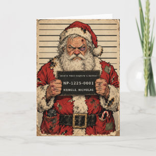 Funny Santa Mugshot North Pole Sheriff Christmas Holiday Card