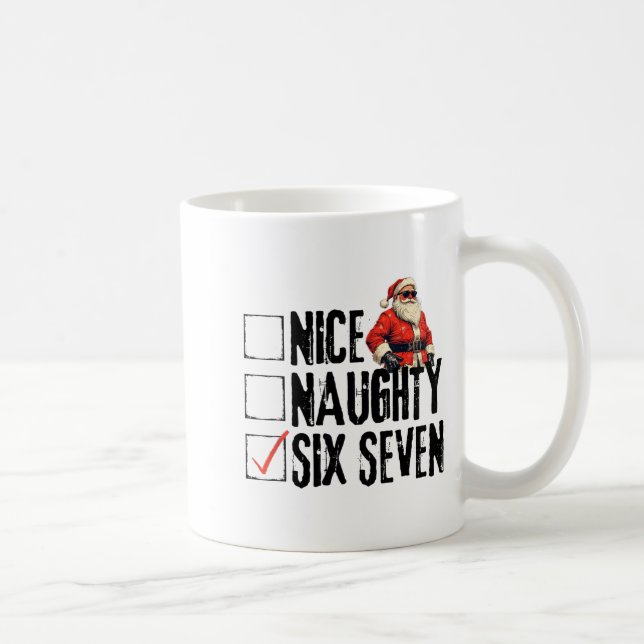Funny Santa Nice Naughty Six Seven Meme 67 Christm Coffee Mug (Right)