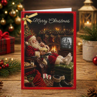 Funny Santa Off Duty Christmas Movie Night Holiday Card