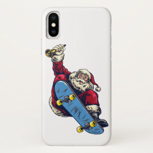 Funny Santa on Skateboard Merry Christmas Holiday iPhone X Case