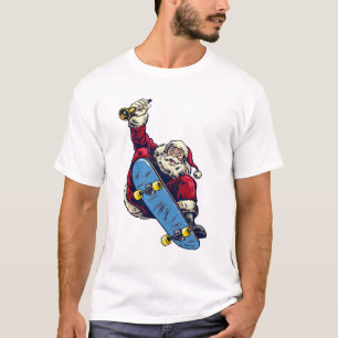 Funny Santa on Skateboard Merry Christmas Holiday T-Shirt