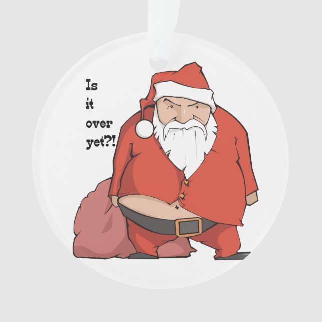 Funny Santa Ornament - Grumpy Santa (Front)