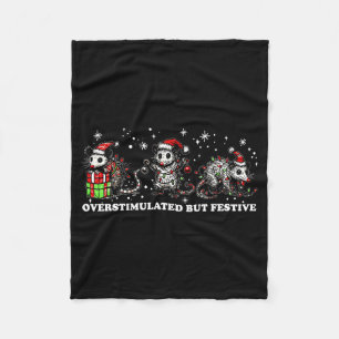 Funny Santa Ossums Overstimulated But Festive Xmas Fleece Blanket