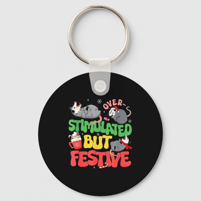 Funny Santa Ossums Overstimulated But Festive Xmas Key Ring (Front)