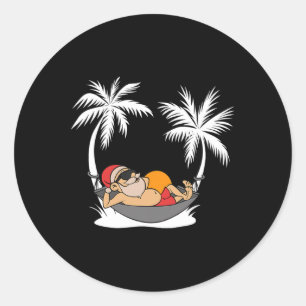 Funny Santa Palm Trees Xmas Hawaii Christmas In Ju Classic Round Sticker