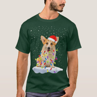 Funny Santa Pembroke Welsh Corgi Christmas Lights  T-Shirt