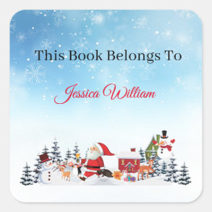 Funny Santa Personalised Bookplate Label for Books