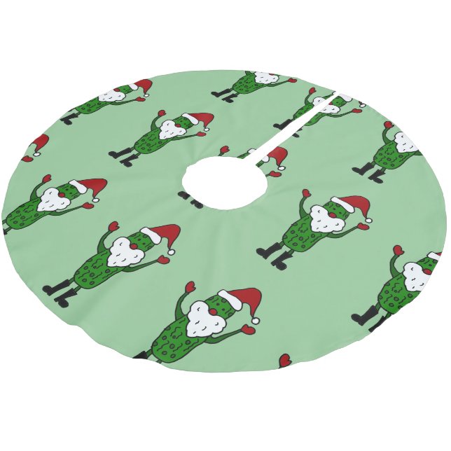 Funny Santa Pickle Christmas Tree Skirt (Angled)