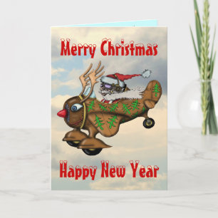 Funny Santa pilot Christmas and New Year card