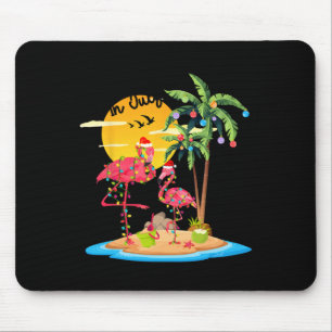 Funny Santa Pink Flamingo Palm Tree Christmas In J Mouse Pad