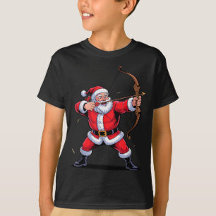 Funny Santa Playing Archery Holiday Christmas Xmas T-Shirt