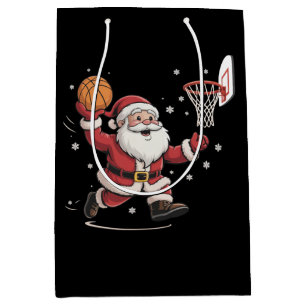 Funny Santa Playing Basketball Christmas Gift Xmas Medium Gift Bag