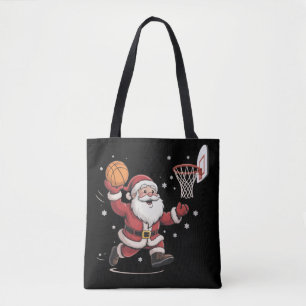 Funny Santa Playing Basketball Christmas Gift Xmas Tote Bag