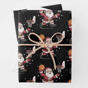 Funny Santa Playing Basketball Christmas Gift Xmas Wrapping Paper Sheet