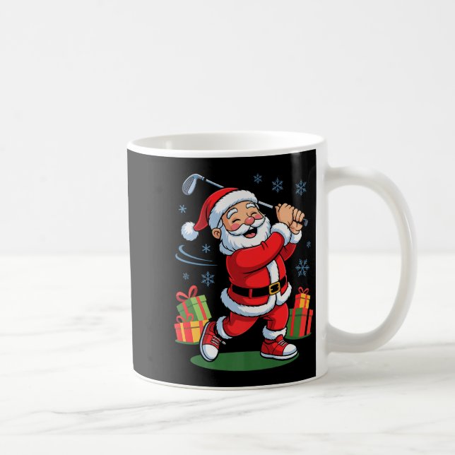 Funny Santa Playing Golf Holiday Christmas Xmas Pa Coffee Mug (Right)