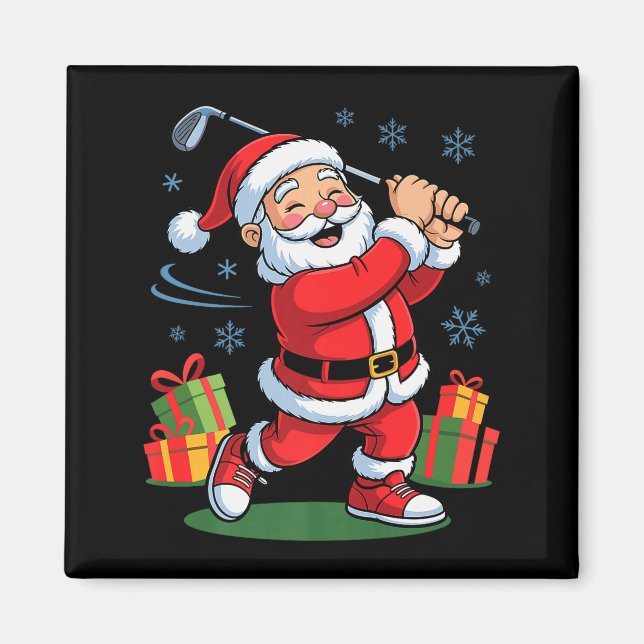 Funny Santa Playing Golf Holiday Christmas Xmas Pa Magnet (Front)