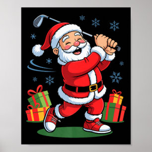 Funny Santa Playing Golf Holiday Christmas Xmas Pa Poster