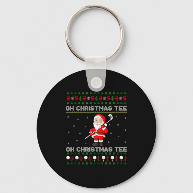 Funny Santa Playing Golf Srts Christmas  Key Ring (Front)