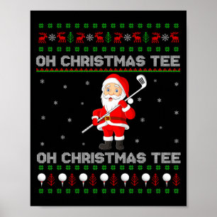 Funny Santa Playing Golf Srts Christmas  Poster