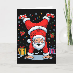 Funny Santa Playing Gymnastics Holiday Christmas X Card