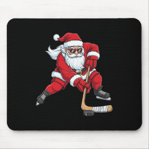 Funny Santa Playing Hockey Christmas Boys  Mouse Pad