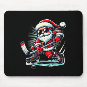 Funny Santa Playing Ice Hockey Lovers Boys Girls C Mouse Pad