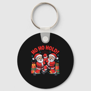 Funny Santa Playing Karate Martial Art Christmas X Key Ring