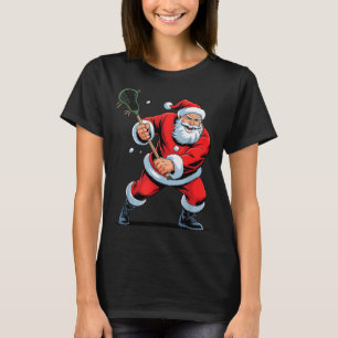 Funny Santa Playing Lacrosse Holiday Christmas Xma T-Shirt
