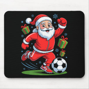 Funny Santa Playing Soccer Holiday Christmas Xmas  Mouse Pad