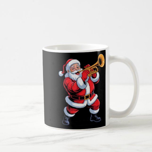Funny Santa Playing Trumpet Holiday Chrismas Xmas  Coffee Mug (Right)