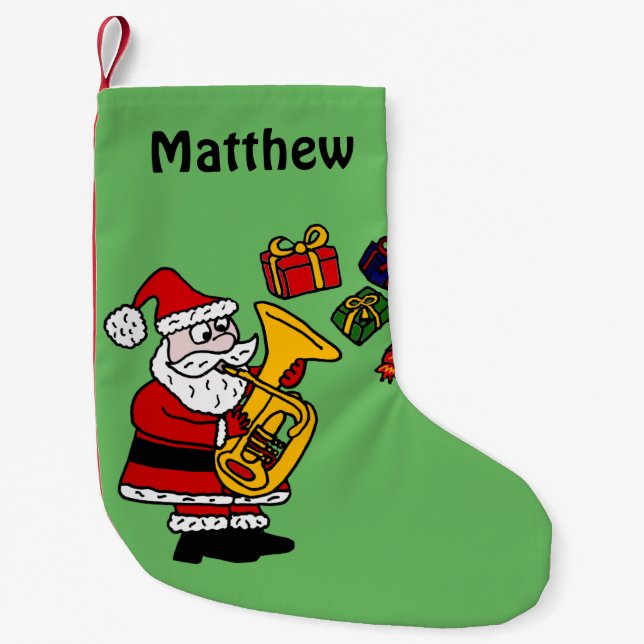 Funny Santa Playing Tuba Christmas Stocking (Front)