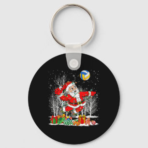 Funny Santa Playing Volleyball Christmas Lights Xm Key Ring