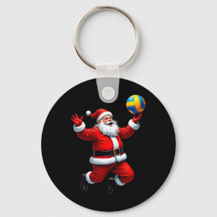 Funny Santa Playing Volleyball Christmas Lights Xm Key Ring