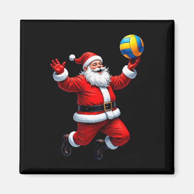 Funny Santa Playing Volleyball Christmas Lights Xm Magnet (Front)