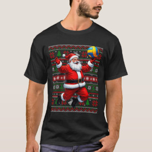 Funny Santa Playing Volleyball Ugly Christmas Swea T-Shirt