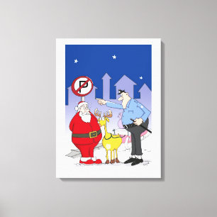 Funny Santa Police Officer Cartoon Canvas Print