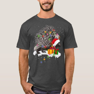 Funny Santa Porcupine Christmas Lights Lover Chris T-Shirt