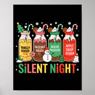 Funny Santa Profol Silent Night Icu Nurses Merry C Poster